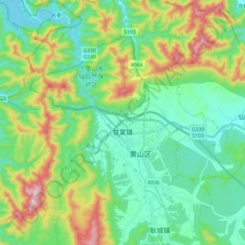 Carte topographique 甘棠镇, altitude, relief