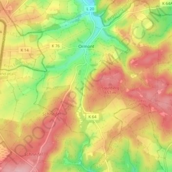Carte topographique Ormont, altitude, relief