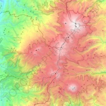 Carte topographique Parque Nacional Natural Los Nevados, altitude, relief