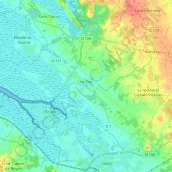 Carte topographique Le Gua, altitude, relief