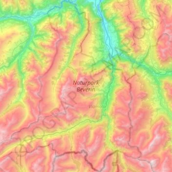 Carte topographique Parc naturel Beverin, altitude, relief
