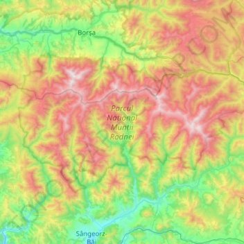 Carte topographique Parcul Național Munții Rodnei, altitude, relief