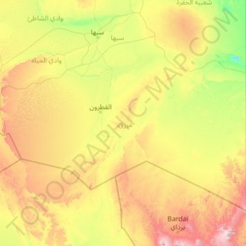 Carte topographique Mourzouq, altitude, relief