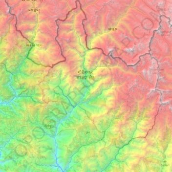 Carte topographique Dolakha, altitude, relief