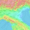 Carte topographique Pianura Padana, altitude, relief