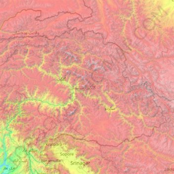 Carte topographique Gilgit-Baltistan, altitude, relief