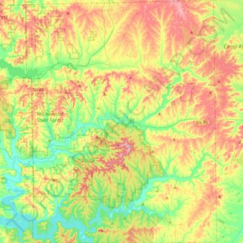 Carte topographique Brown County, altitude, relief