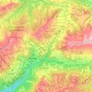 Carte topographique Ormont-Dessous, altitude, relief