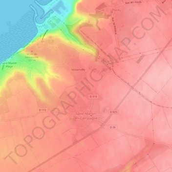 Carte topographique Saint-Martin-en-Campagne, altitude, relief