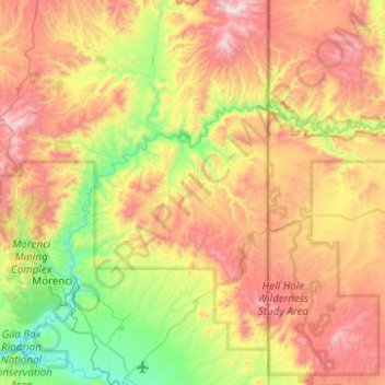Carte topographique San Francisco River, altitude, relief