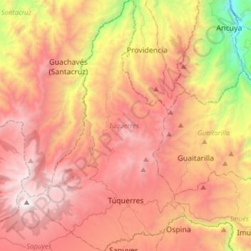 Carte topographique Túquerres, altitude, relief