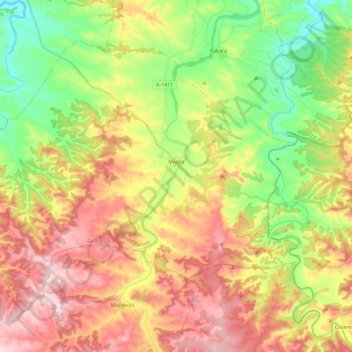 Carte topographique Maella, altitude, relief