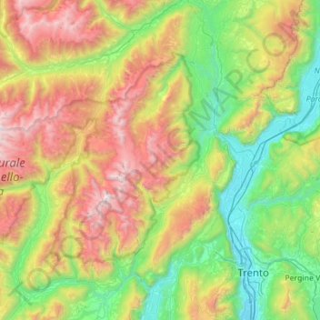 Carte topographique Dolomiti di Brenta, altitude, relief