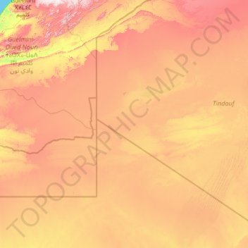 Carte topographique Tindouf, altitude, relief