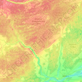 Carte topographique Медведское сельское поселение, altitude, relief