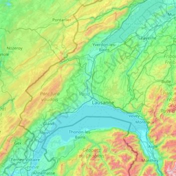 Carte topographique Vaud, altitude, relief
