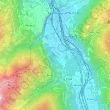 Carte topographique Saint-Maurice, altitude, relief