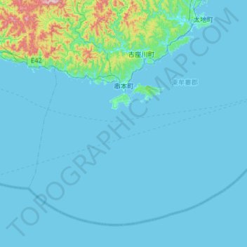Carte topographique 串本町, altitude, relief