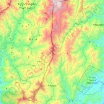 Carte topographique Kayapa, altitude, relief