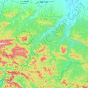 Carte topographique Смоленское сельское поселение, altitude, relief