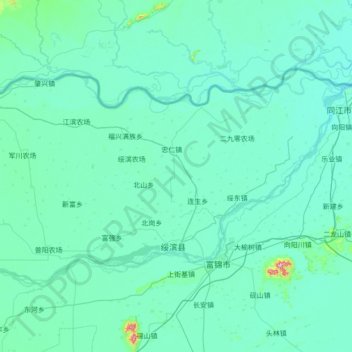 Carte topographique 绥滨县, altitude, relief