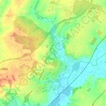 Carte topographique Ufford, altitude, relief