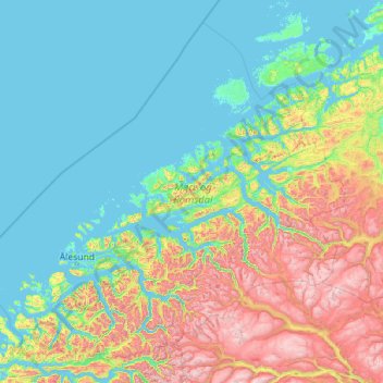 Carte topographique Møre og Romsdal, altitude, relief