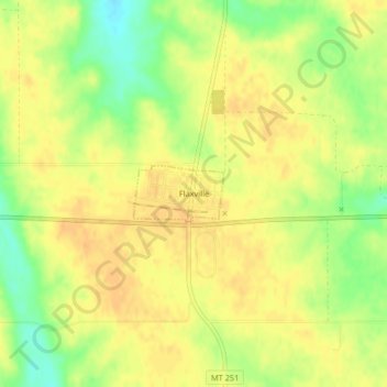 Carte topographique Flaxville, altitude, relief