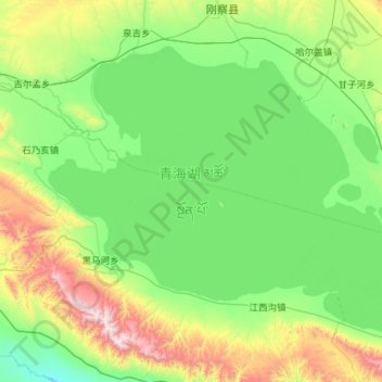Carte topographique Lac Qinghai, altitude, relief