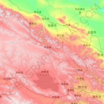 Carte topographique 海北藏族自治州, altitude, relief