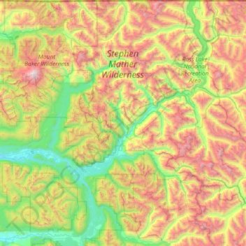 Carte topographique Stephen Mather Wilderness, altitude, relief