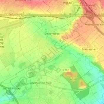 Carte topographique Delkenheim, altitude, relief