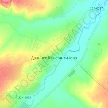 Carte topographique Дальнее Константиново, altitude, relief