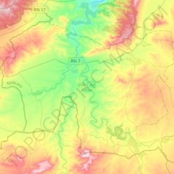 Carte topographique Daïra Aïn Fekan, altitude, relief