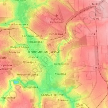 Carte topographique Подольский район, altitude, relief