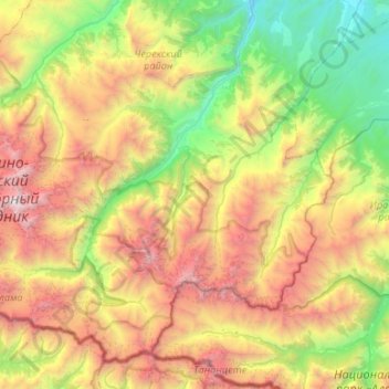 Carte topographique сельское поселение Верхняя Балкария, altitude, relief