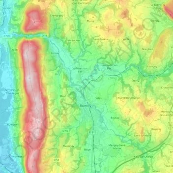 Carte topographique 74150, altitude, relief