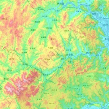 Carte topographique 永泰县, altitude, relief