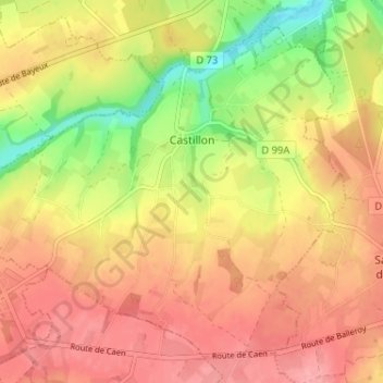 Carte topographique Castillon, altitude, relief