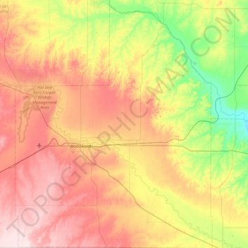 Carte topographique Woodward County, altitude, relief