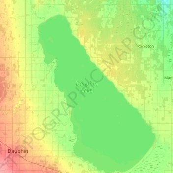 Carte topographique Dauphin Lake, altitude, relief