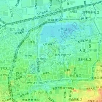 Carte topographique Jinan, altitude, relief