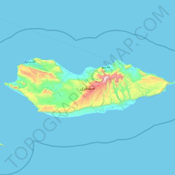 Carte topographique Socotra, altitude, relief