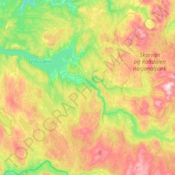 Carte topographique Selbu, altitude, relief