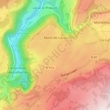 Carte topographique Mont-de-Laval, altitude, relief