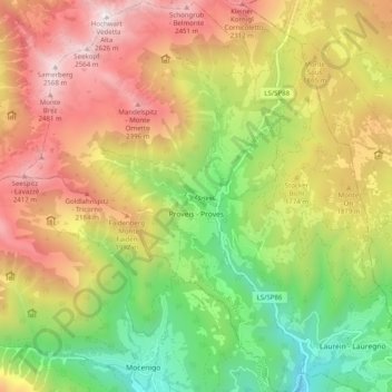 Carte topographique Proveis - Proves, altitude, relief