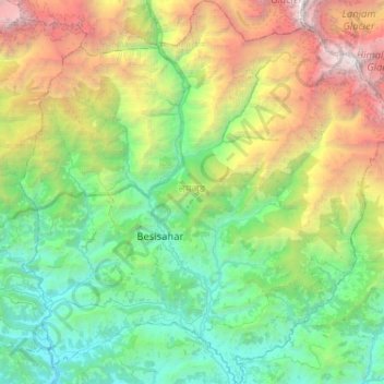 Carte topographique Lamjung, altitude, relief