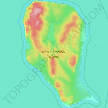 Carte topographique North Manitou Island, altitude, relief