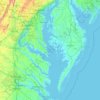 Carte topographique Chesapeake Bay, altitude, relief