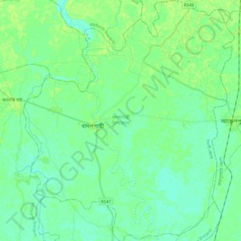 Carte topographique Badalgachhi Upazila, altitude, relief